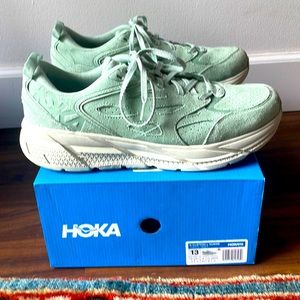 HOKA One One Unisex Clifton Suede in Seafoam Green size 13